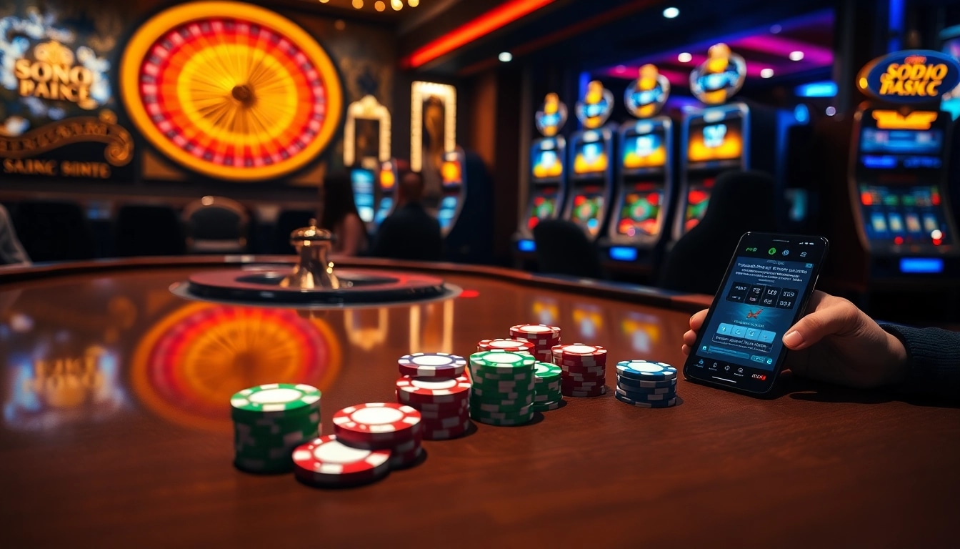 SODO66 captivates players at a luxurious casino table with colorful poker chips and an exciting roulette wheel.