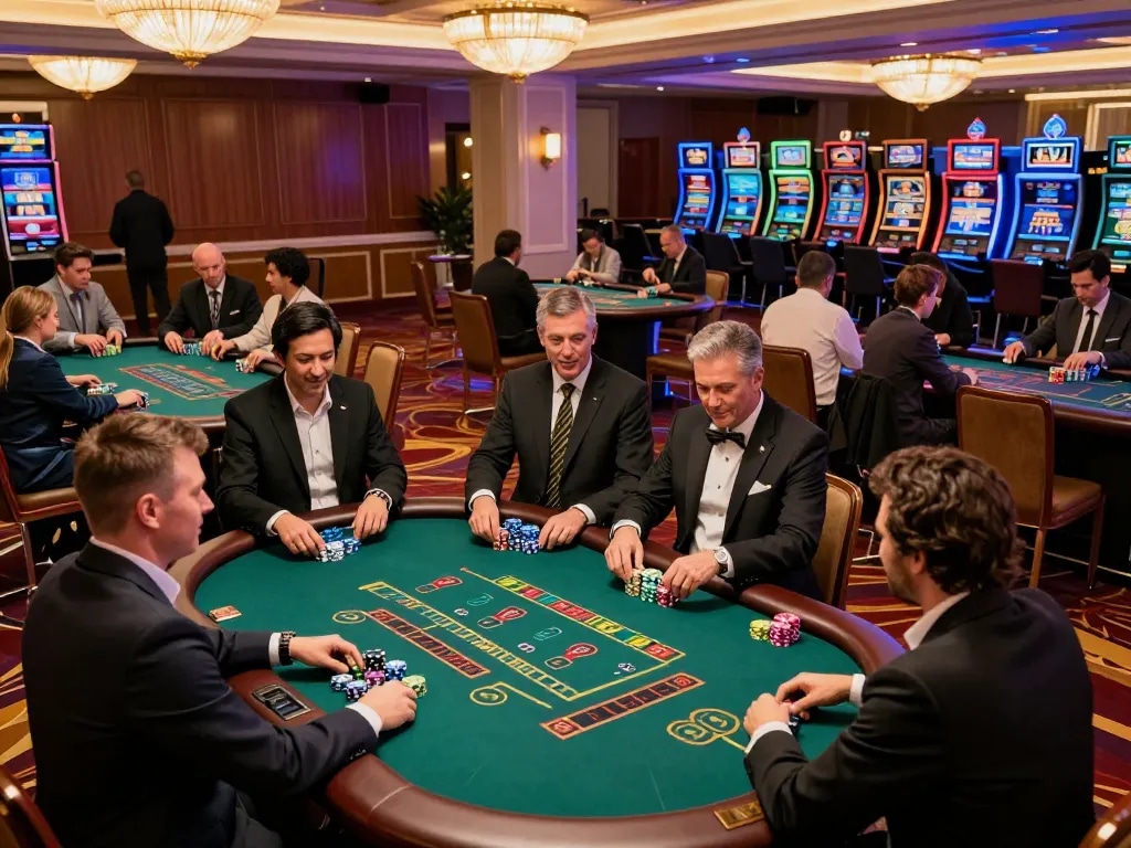Engaging players at hay88 blackjack tables showcasing vibrant casino atmosphere and strategic gameplay.