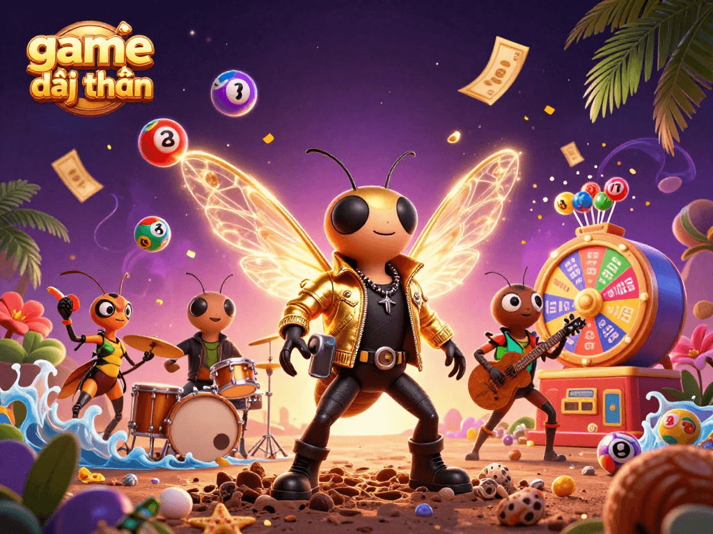 Experience the thrill of game đổi thưởng with exciting lottery elements and vibrant characters in a dynamic scene.