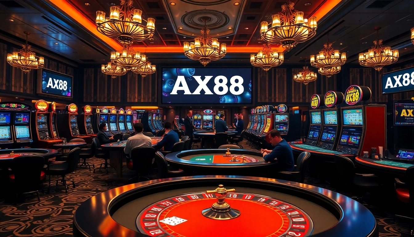 Players enjoying a premium gambling experience at AX88 casino tables with exciting games.