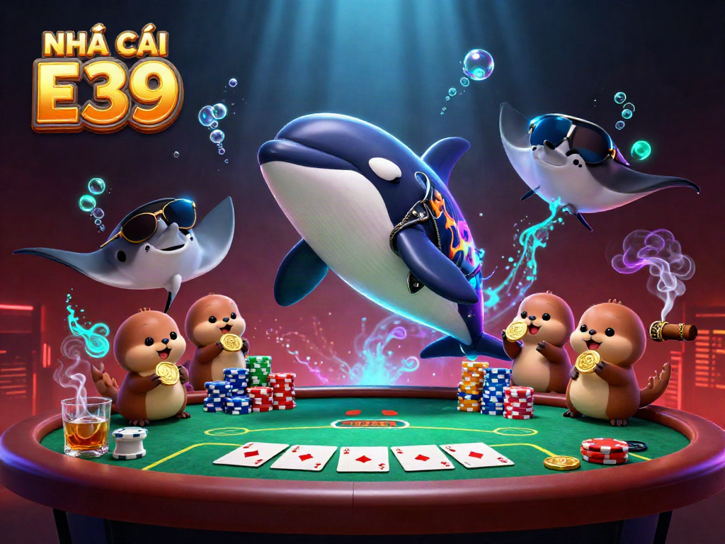 Experience thrilling moments at NHÀ CÁI E39 with animated sea creatures winning big at poker.