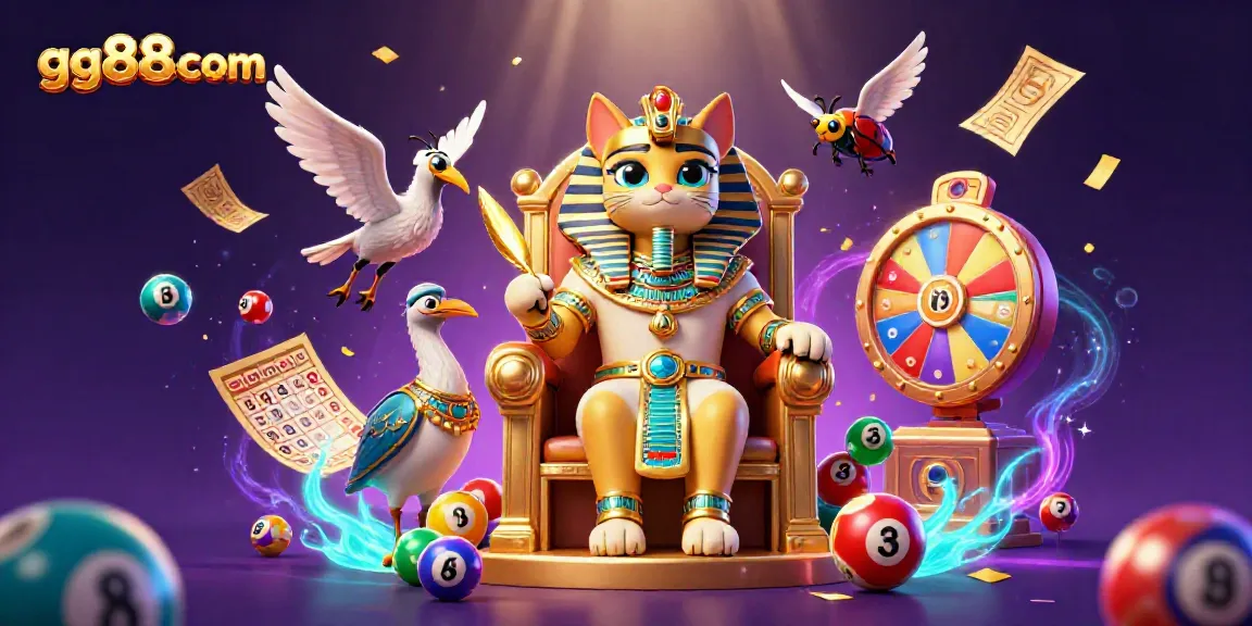Win big at gg88com with vibrant lottery balls and themed casino elements!