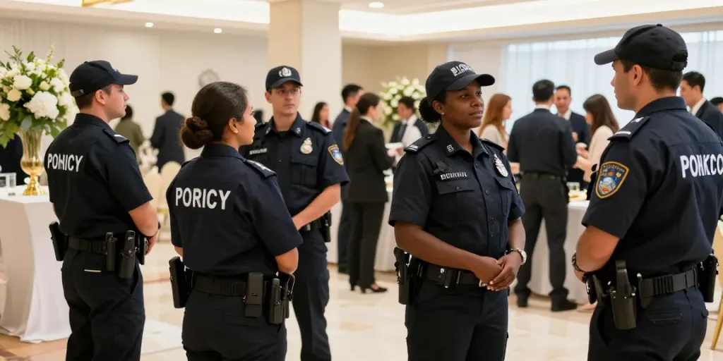 Security Solutions by a trusted provider ensuring safety at a corporate event with a professional team on-site.