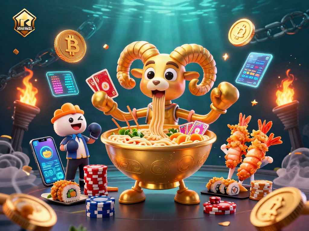 Engage in thrilling gameplay at KUWIN MOBILE with vibrant casino characters and crypto elements.