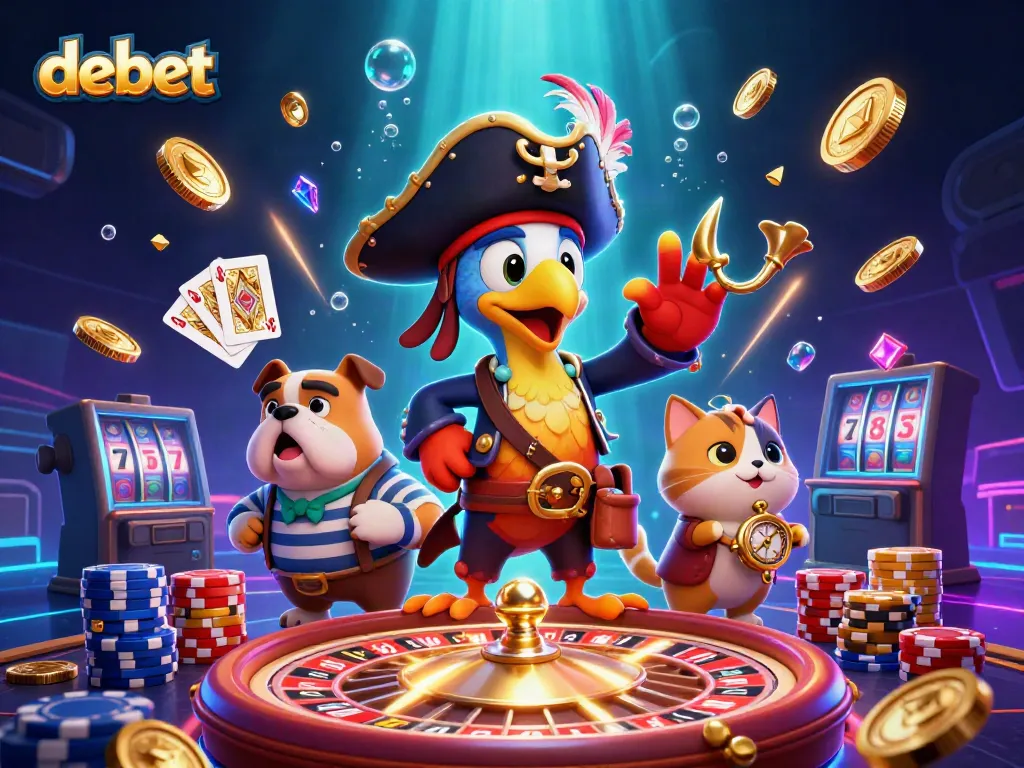 Engage with the debet gaming experience through vibrant casino-themed 3D illustration.