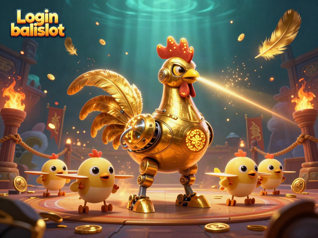 Experience thrilling gameplay with Login balislot at a vibrant online casino featuring golden rooster characters.