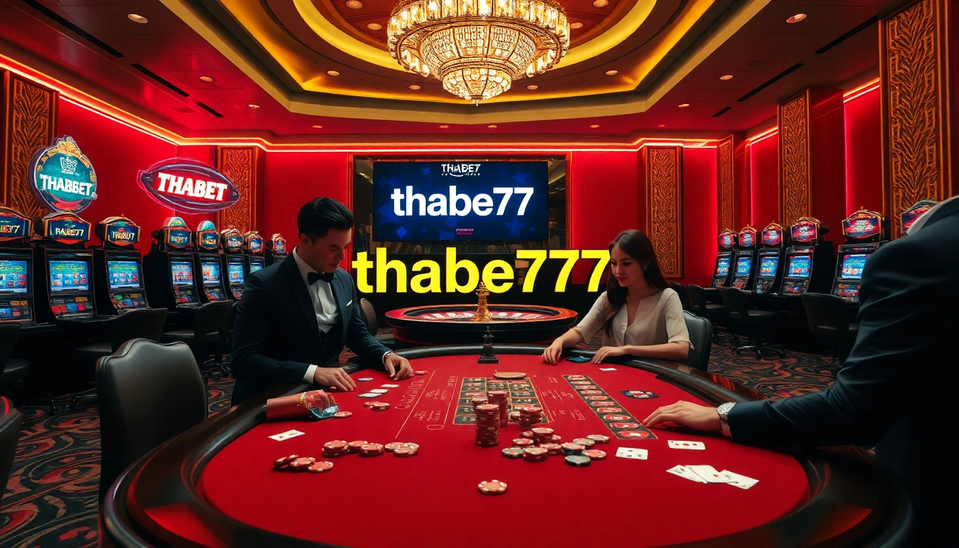 Experience thrilling gameplay at thabet777's high-stakes poker table in a luxurious casino setting.