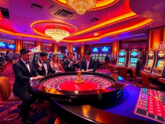 Excitement at RR88 online casino with vibrant tables, players, and roulette wheel action.