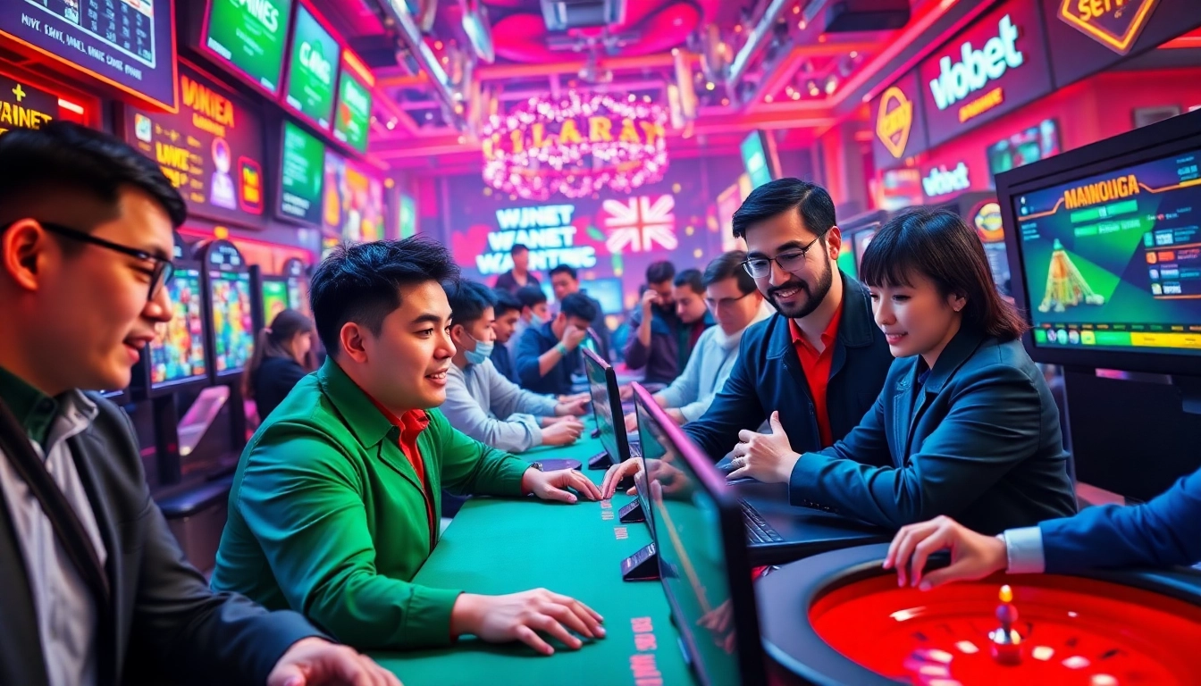 SBOBET.dance vibrant online gaming scene with players enjoying poker and sports betting
