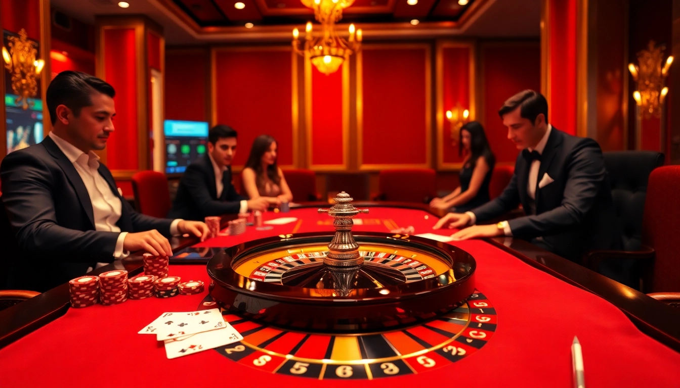 Lixi88 online players experiencing a luxurious casino atmosphere with poker chips and cards.