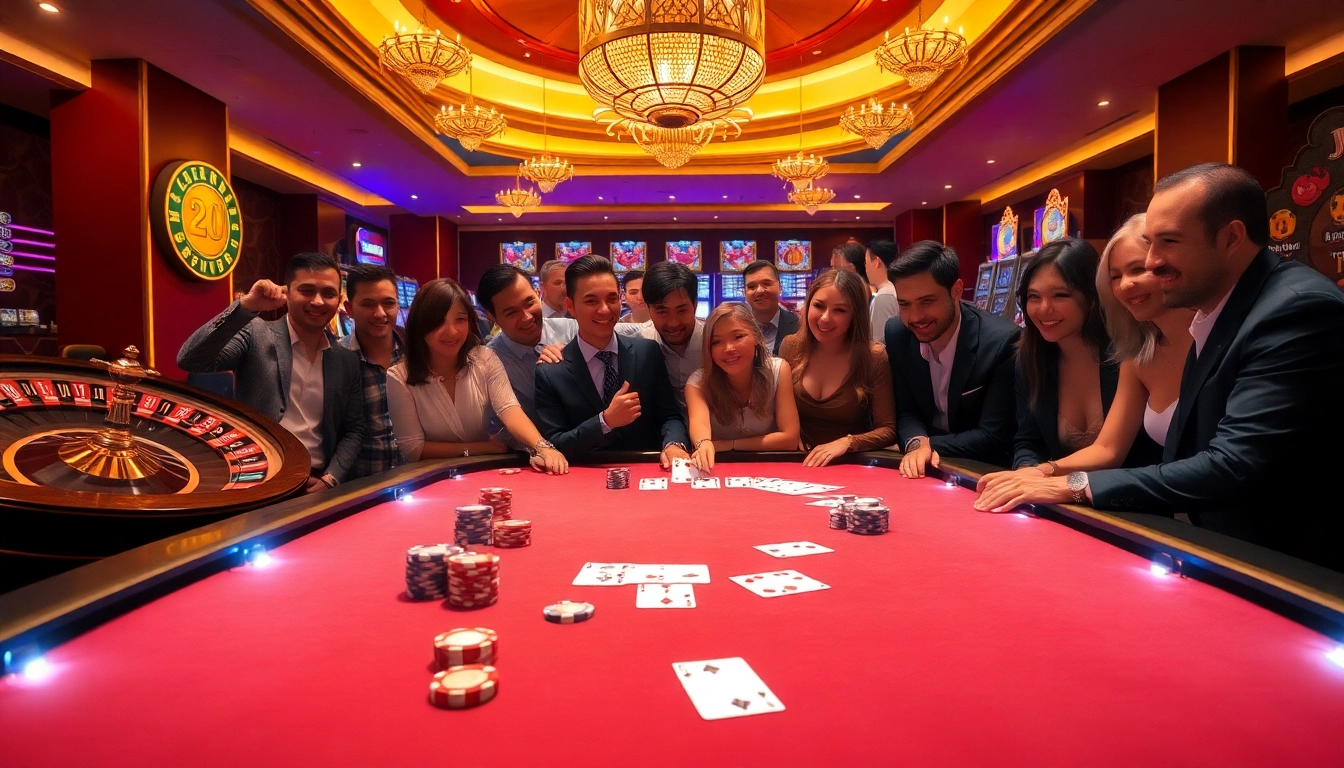 Experience engaging gaming at Nhà Cái RR88 with vibrant casino tables and excited players.