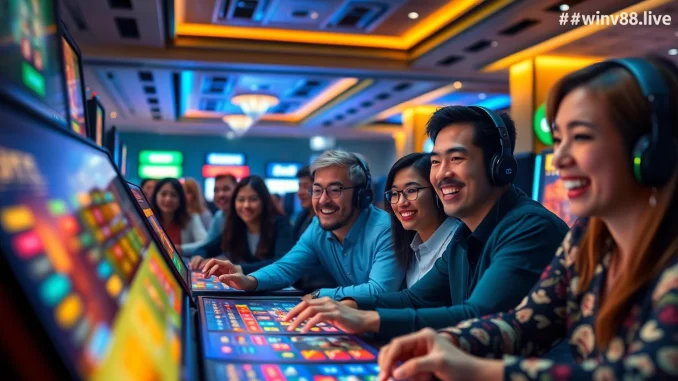 Exciting online gaming scene at winvn88.live featuring diverse players in a modern casino setting.