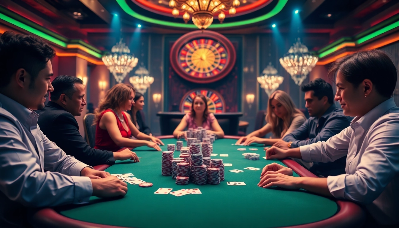Experience thrilling gameplay at Soibet's high-stakes poker table with vibrant chips and cards.