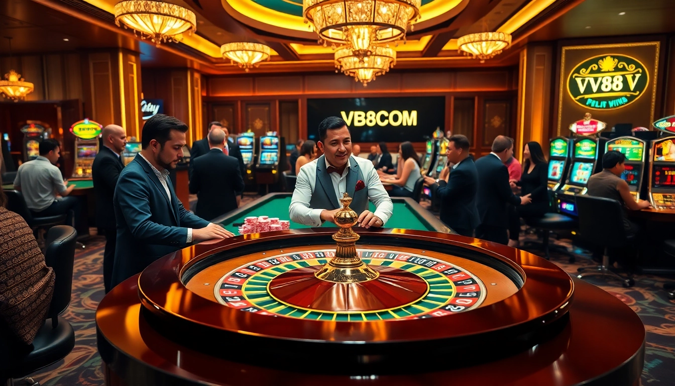 Experience the excitement of VB88 COM with vibrant casino visuals featuring roulette and poker.