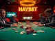 High-stakes poker action at HAYBET casino, with players and vibrant chips.