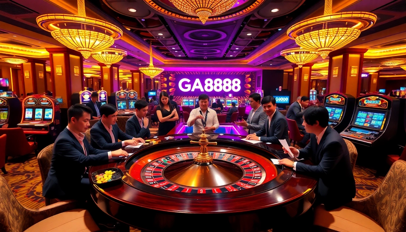 Players enjoying the excitement of GA888 casino gaming at a roulette table.