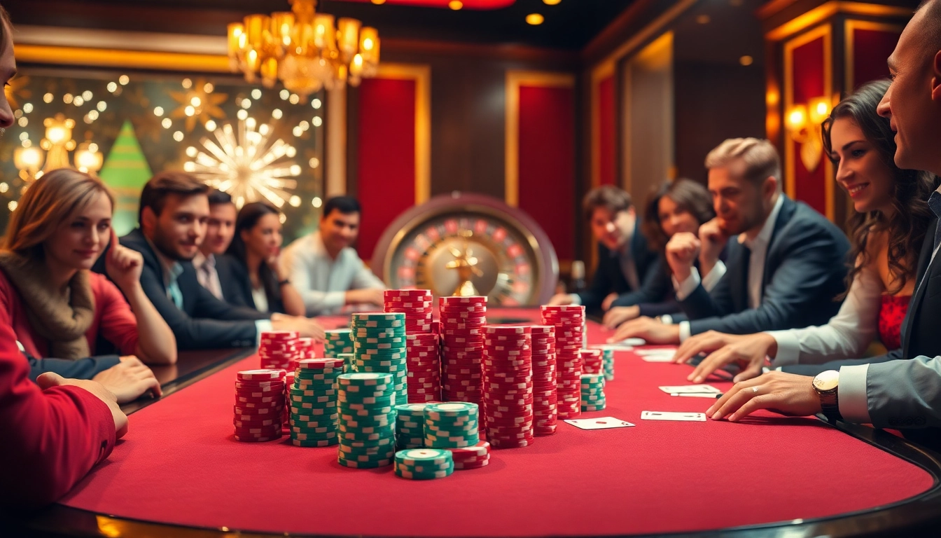 Engage in a dynamic poker game at 789bet com, showcasing excitement and luxury within a casino atmosphere.