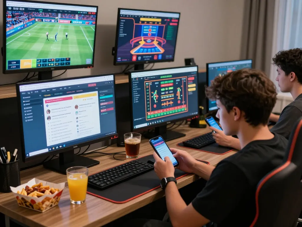 Engaged players enjoying bk8 online betting with vibrant interface and live sports.