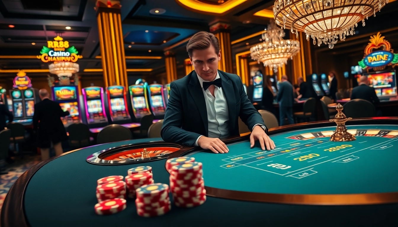 Experience thrilling gameplay at RR88 casino with exciting tables and vibrant slot machines.