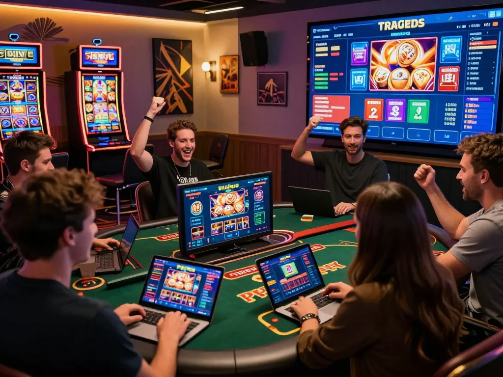 Exciting online gambling scene showcasing players enjoying rikbet's vibrant platform