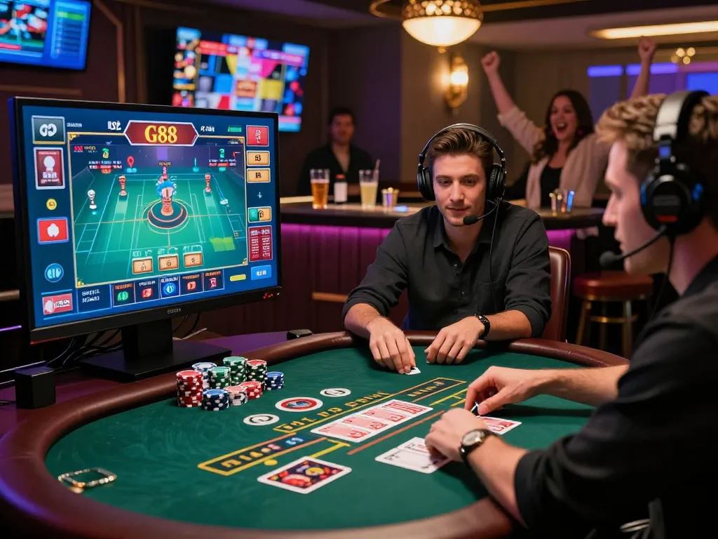 Exciting G88 gaming scene with a player enjoying live casino action.
