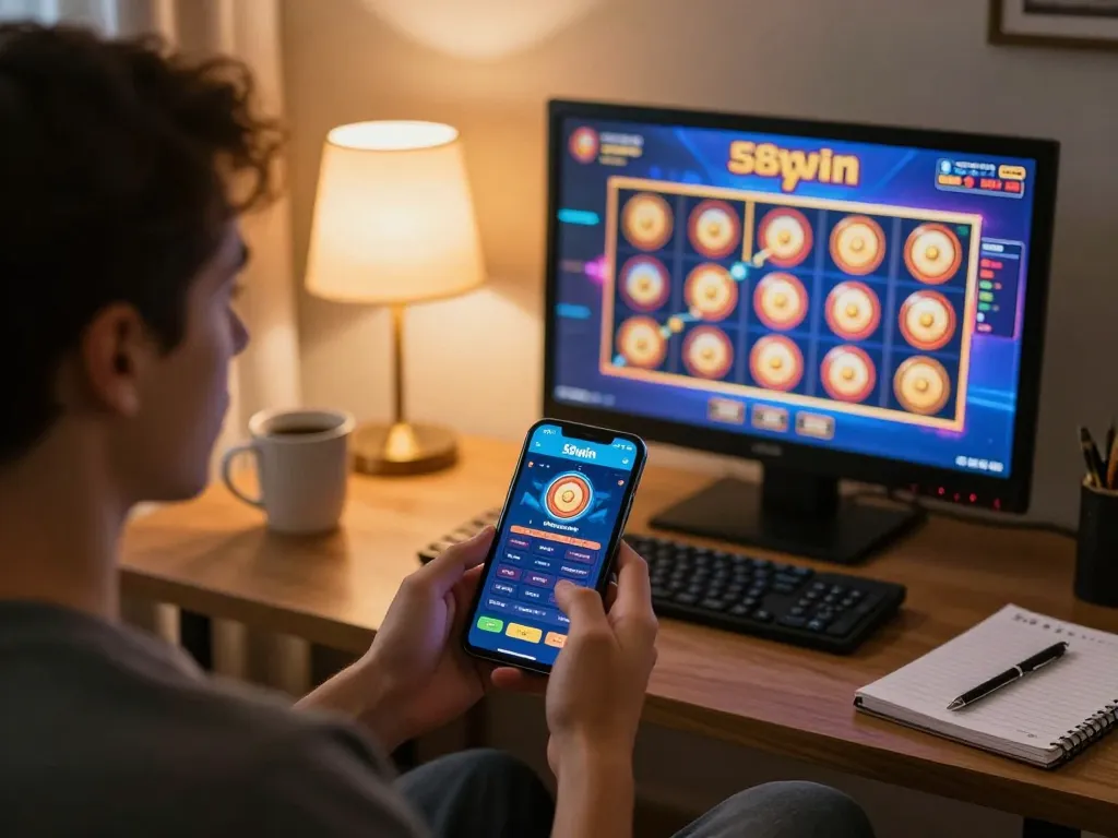 Engaging in mobile gaming with the 58wiin casino app showcasing top slot games.