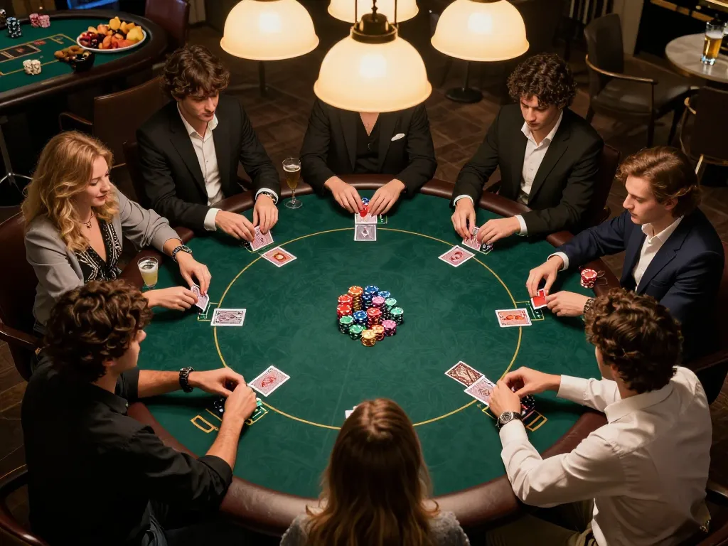 Players engaged in a thrilling poker game at home, showcasing the excitement of 68gamebaivn.