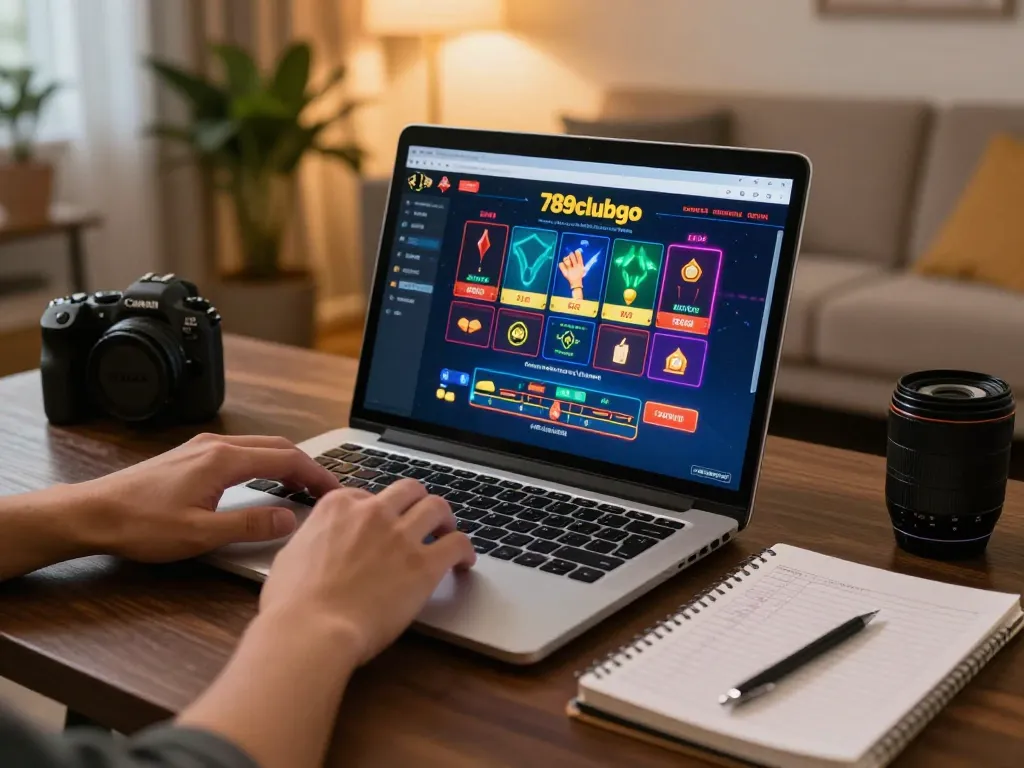 Engaging gaming scene showing active betting on 789clubgo casino from a cozy home setup