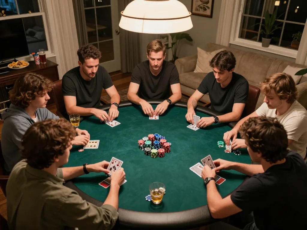 Players enjoying an engaging poker game at home while using gamebaidoithuong8 strategies to win