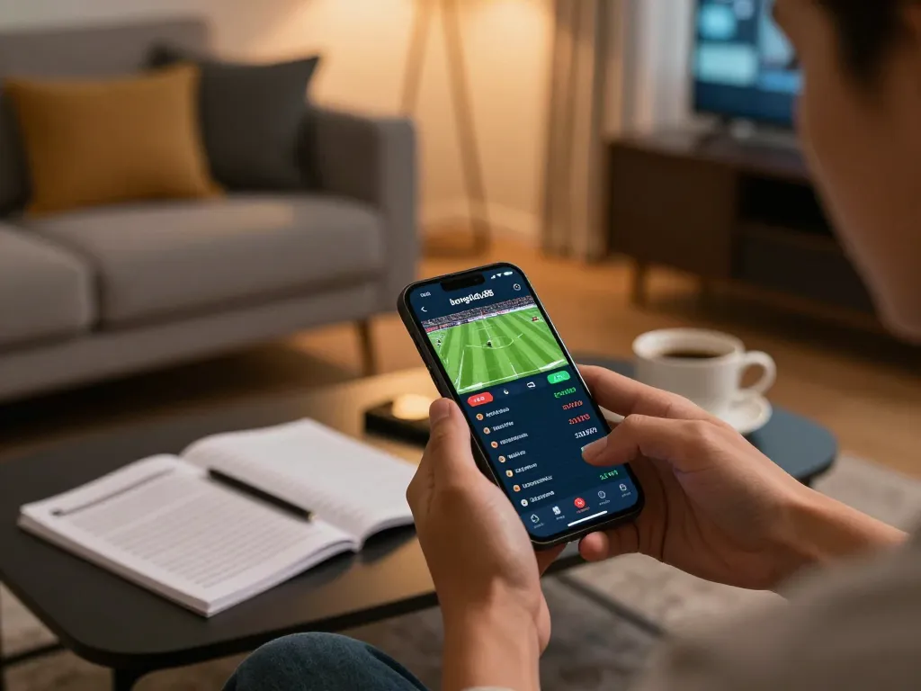 bongdalu88 app showcases live betting on football matches in a cozy home setting