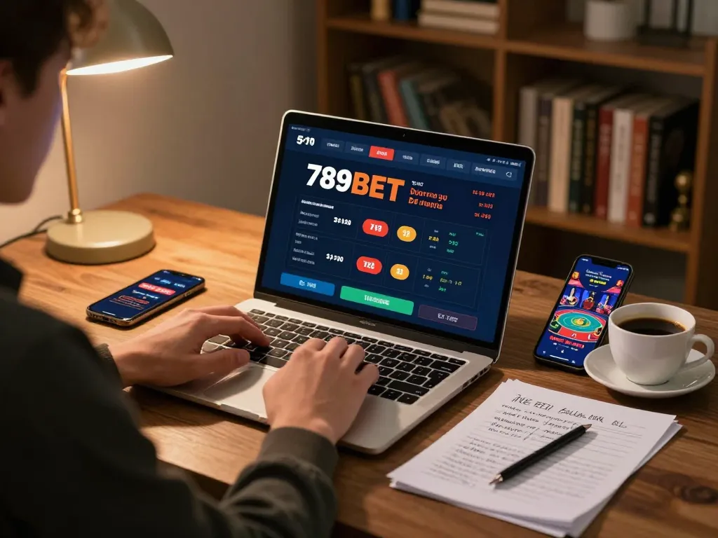 Engaging player utilizing 789BET's online platform for a seamless wagering experience.