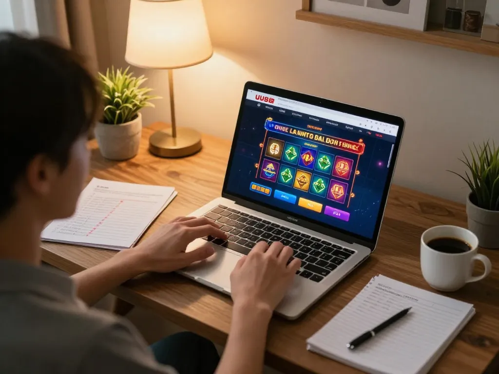 Engaging in online gaming with UU88 at home, showcasing comfortable and strategic betting setup.