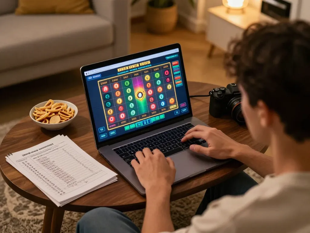 Engaging in lô đề online gaming, player focused on interactive interface with strategy notes.