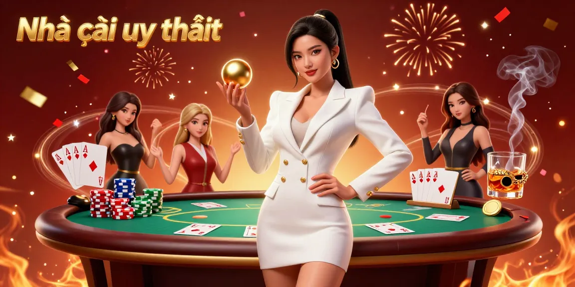 Engaging illustration showcasing a confident Asian woman representing Nhà cái uy tín in a luxurious casino setting.