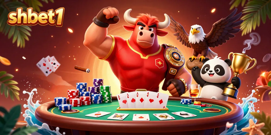 shbet1 highlights poker excitement with charismatic characters in a vibrant casino scene.