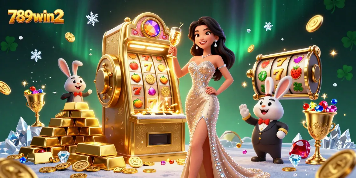 Win big with 789win2 at the dazzling jackpot slot machine, surrounded by treasures.