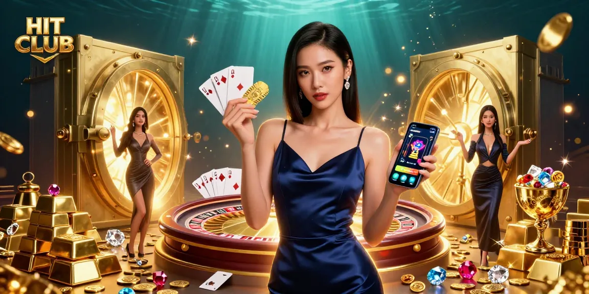 Engage with HIT CLUB online gaming by winning big at the vibrant 3D casino featuring dynamic elements and golden treasures.