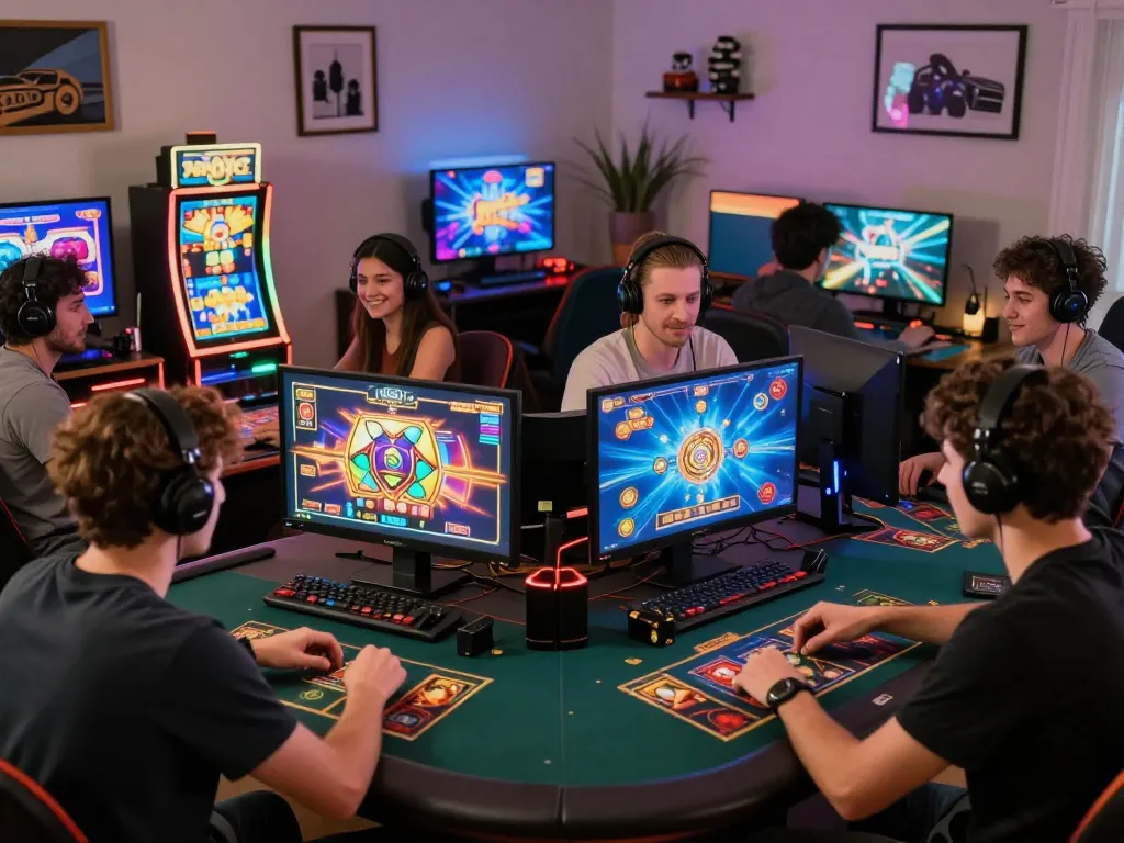 Engaged players at the hit club enjoying online casino games in a cozy environment.