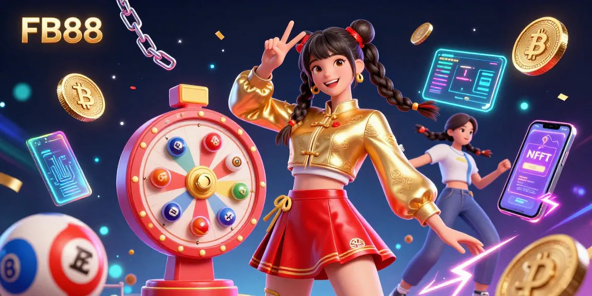 Engage with FB88's vibrant gaming world featuring exciting lotteries and animated prize wheels.