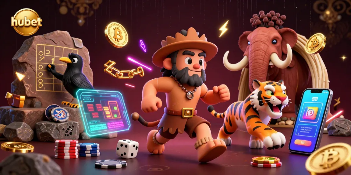 Experience thrilling gaming at hubet's prehistoric casino with unique characters and vibrant elements.