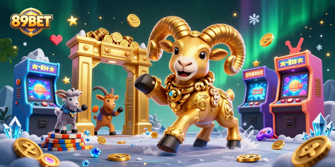 Experience the excitement of 89BET with dynamic gaming elements and a golden ram charging forward.