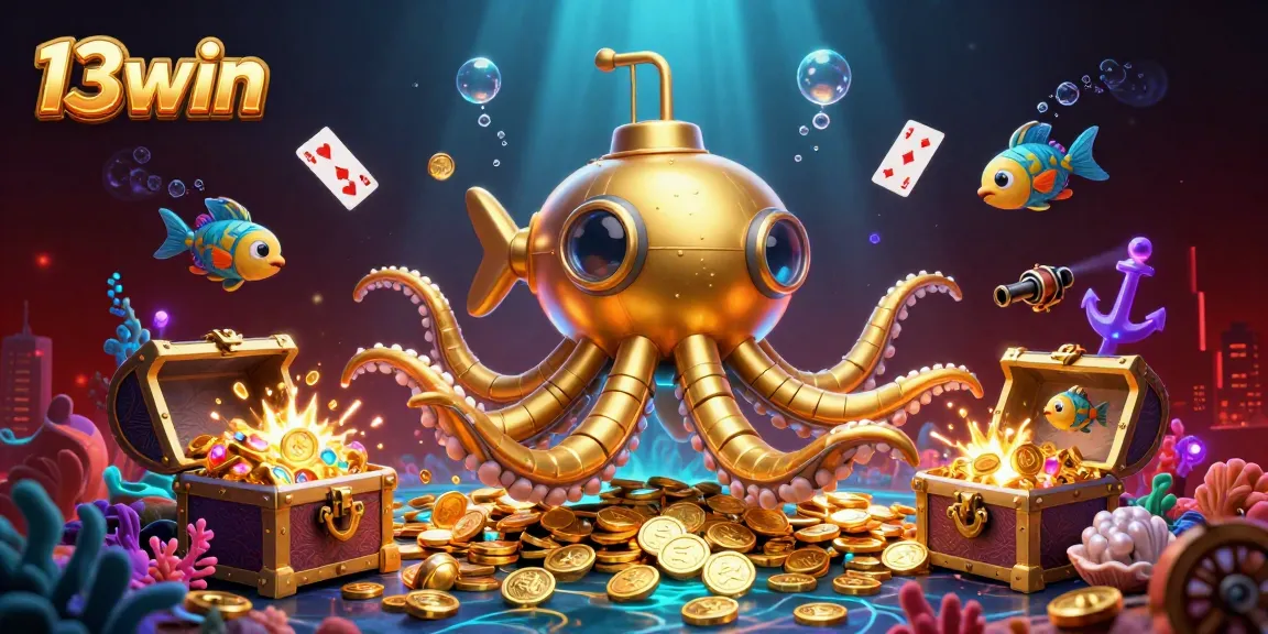 Win big at 13win as the golden kraken submarine surfaces in a treasure-filled gaming adventure.