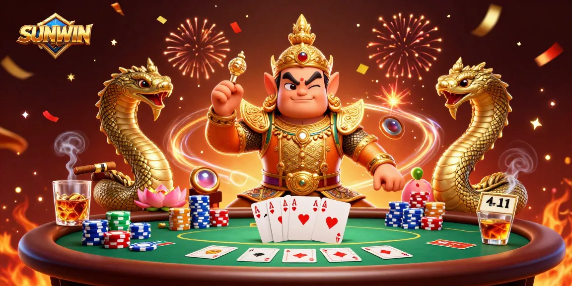 SUNWIN engages players with vibrant poker-themed 3D fantasy in an online casino environment.