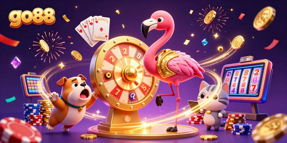 Experience the excitement of go88 with our dynamic casino scene featuring games and prizes.