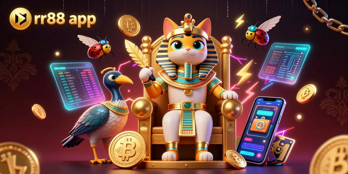 Engage with thrilling gameplay in the rr88 app, showcasing vibrant 3D characters and crypto elements.